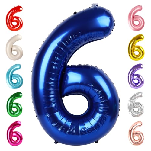 Image of 6 Balloon Numbers Birthday Decorations, 40In Navy Blue Balloons for Party | Eye-catching Appearance, Perfect Decorative Centerpieces, Convenient Self-sealing Structure, Widely for Various Occasions