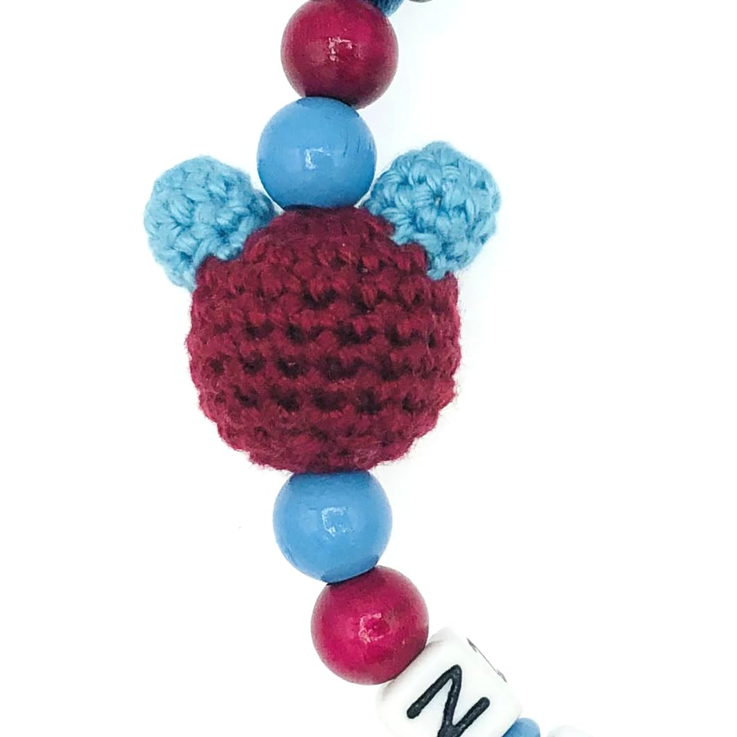 Set Nuckelkette + Kinderwagenkette mit Namen " für TRABZONSPOR Fan - YAVRU HAMSI - MAUS " Skyblau Bordeauxrot/Baby/Unisex/Personalisiert/HANDMADE