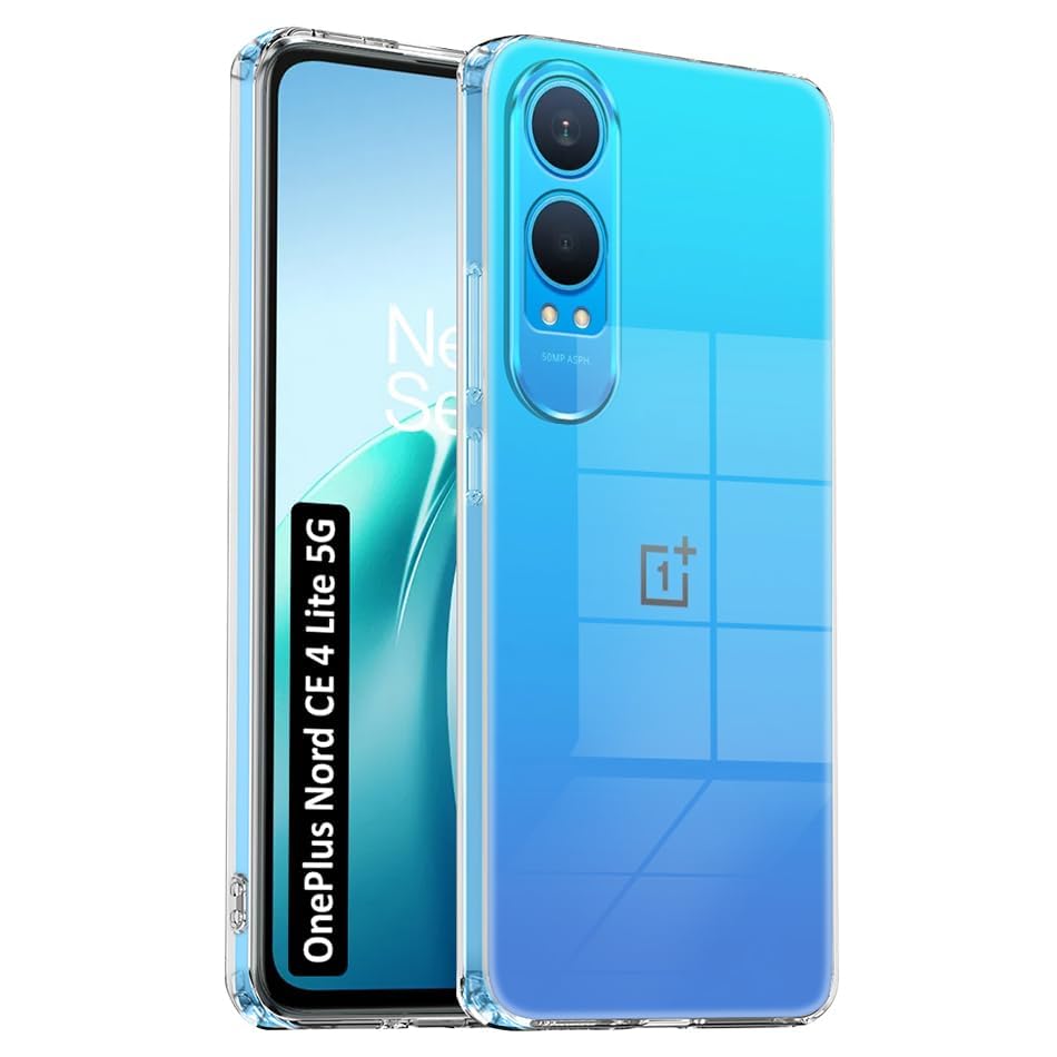 Image of COVERBLACK Soft Rubber Silicon Clear Back Cover Compatible Model for OnePlus Nord CE4 Lite 5G - Transparent
