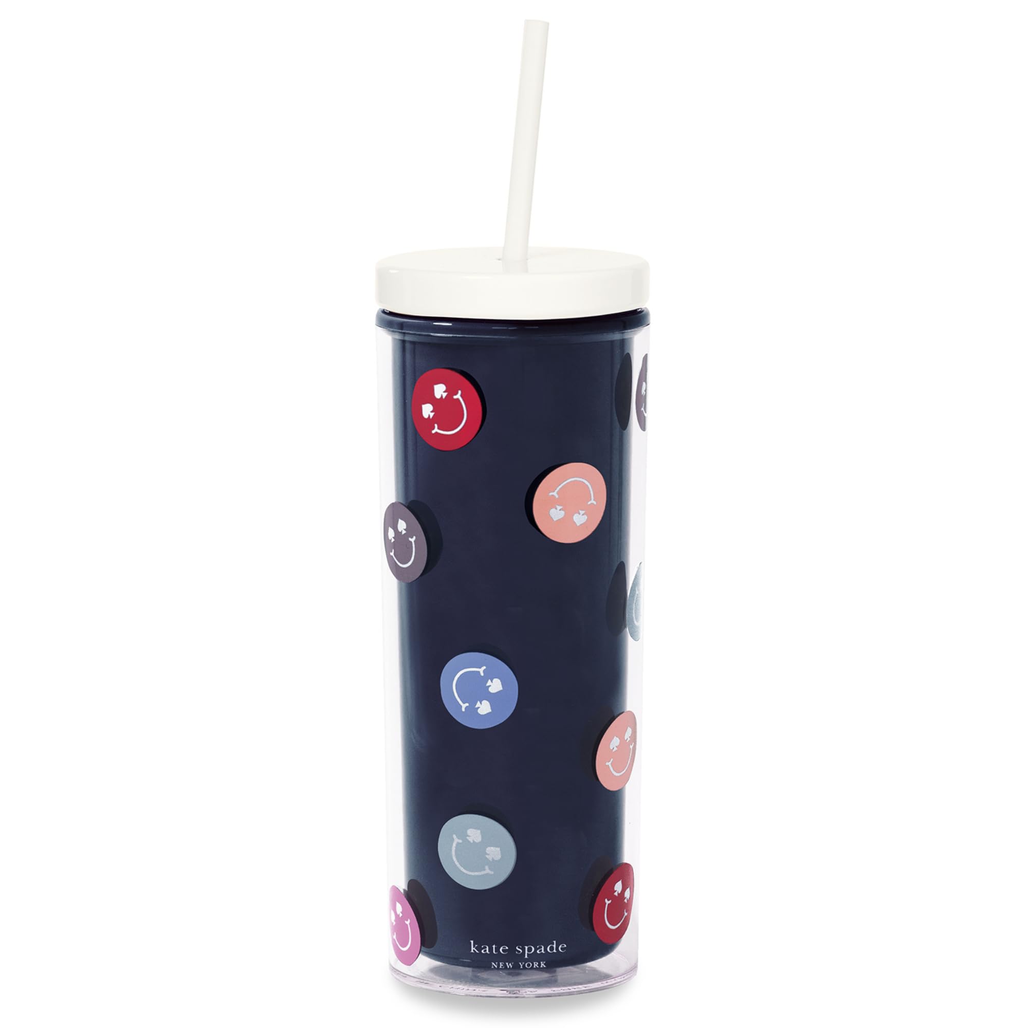 Gobelet fin double paroi en acrylique résistant Kate Spade Smiley 710ml