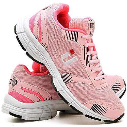 Tênis Fitness Feminino Cadarço Treino Caminhada Conforto Rosa 37