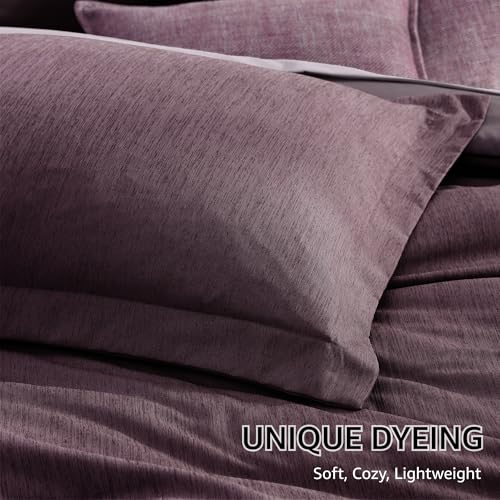 Monbix Full Size Comforter Set, Italian Plum Bedding Comforter for Full Size Bed Set Reversible, Bedding Sets Full 7 Pieces, Cationic Dyeing Bed in a Bag with Comforter, Sheets, Pillowcases & Shams