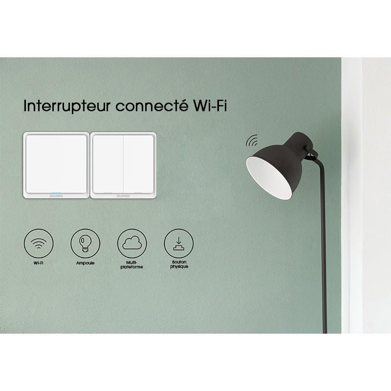 Interrupteur Connecté Wifi Poussoir Blanc - Double Poussoir