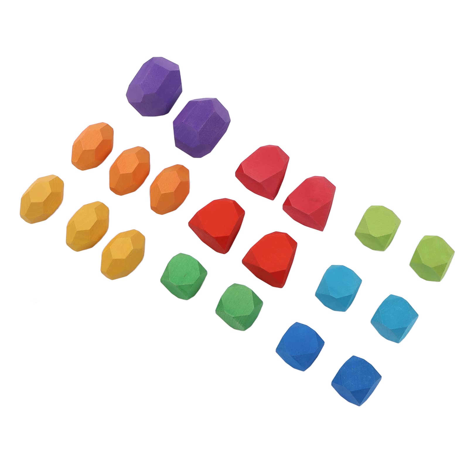 Juego de Bloques Apilables de Piedra de Madera de Colores para el Desarrollo Mental de los Niños 20 Piezas