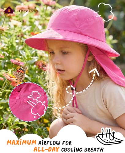 Image of Home Prefer UPF 50+ Boys Sun Hat with Neck Flap Wide Brim Summer Beach Bucket Hat for Boys Girls Toddler Kids Safari Hat