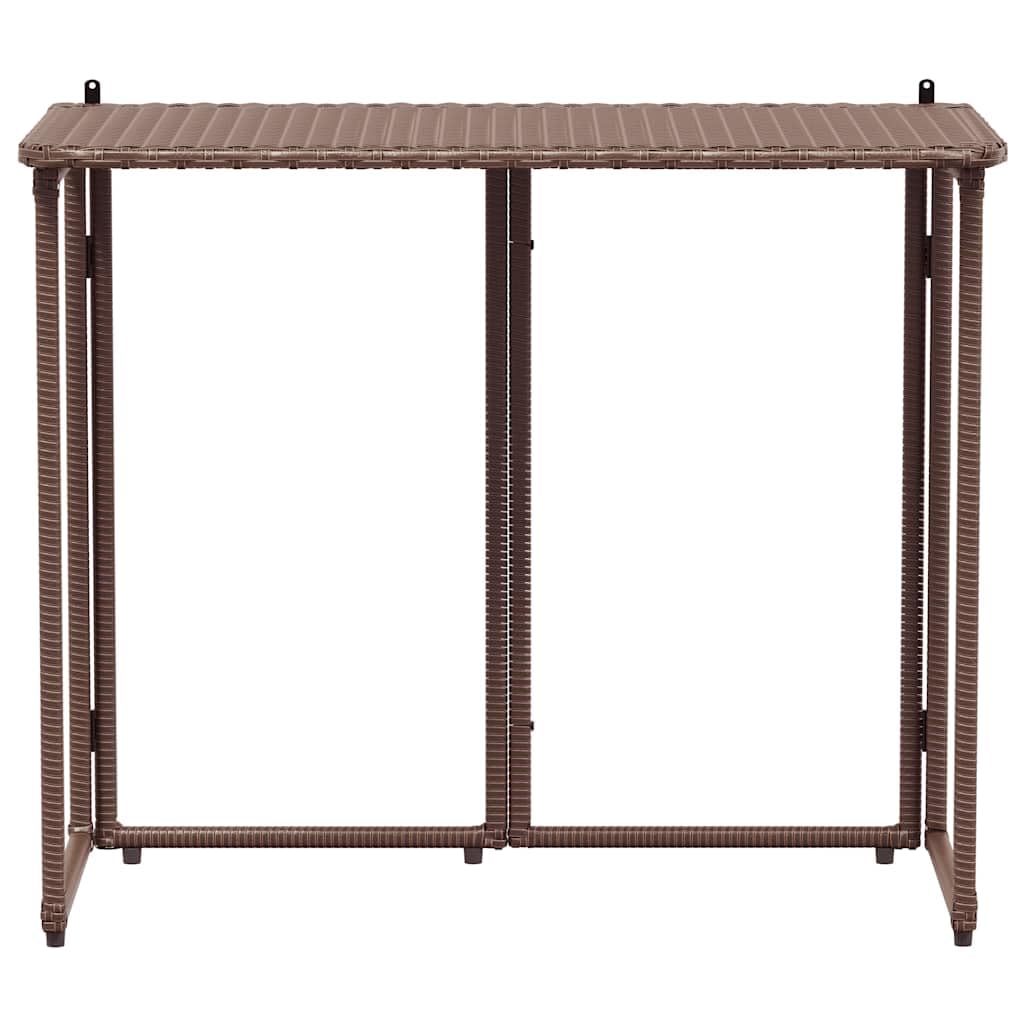 Stół ogrodowy, składany, brązowy, 90 x 51 x 75 cm, polirattan, stół balkonowy, odporny na warunki atmosferyczne, stabilny, nie zajmuje dużo miejsca, do ogrodu, na taras, kemping