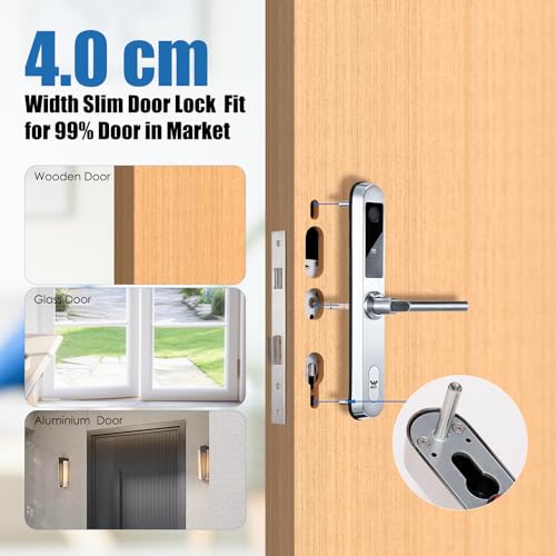 TY WiFi Smart Lock with Camera Keyless Entry Door Lock Handle Waterproof Stainless Steel Narrow Edge Biometric Door Lock App 5 Unlocking Methods for 40-120mm Thickness Office Home BedroomDoor - Image 3