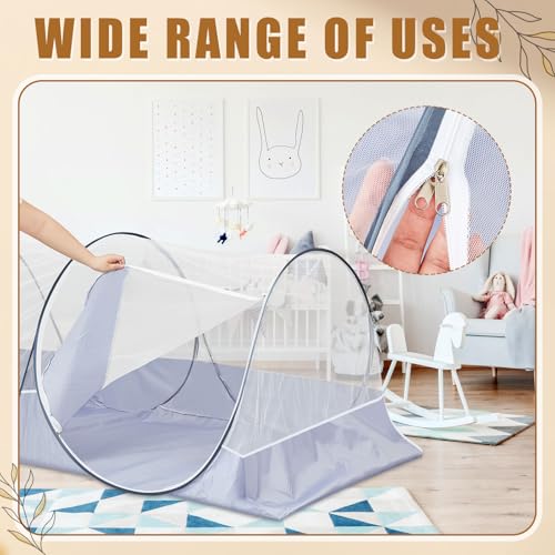 Image of 2 Pcs Large Pop up Mosquito Tent Portable Foldable Mosquito Bug Net for Bed Camping Travel Patio Outdoor 78 * 39 * 28 Inch Bug Netting Mesh Tent Canopy for Adults Bedroom, White