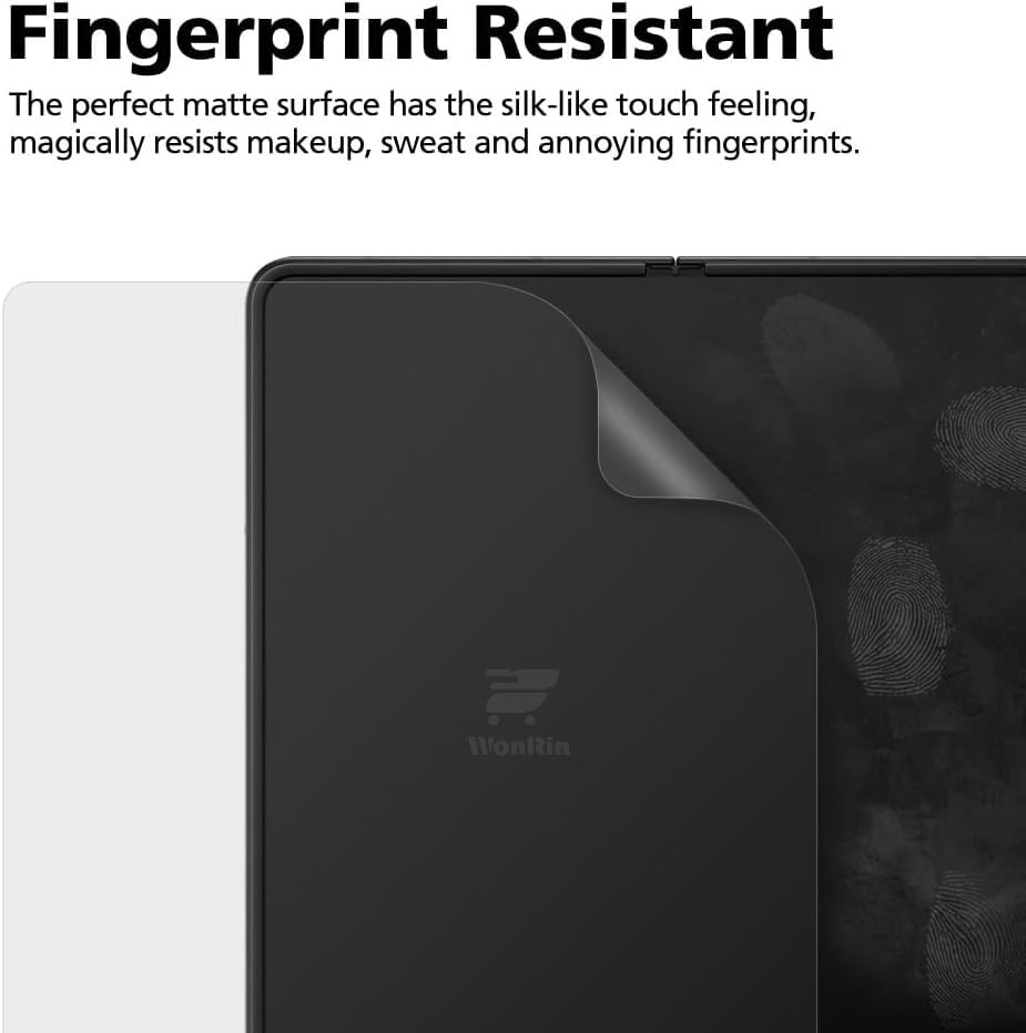 Image of WonRia Set of 4 - Matte Screen Guard Protector Compatible with Samsung Z Fold 8 5G Unbreakable Matte Membrane | Front + Back + Inner + Hinge | 360 TPU Film | Installation Kit