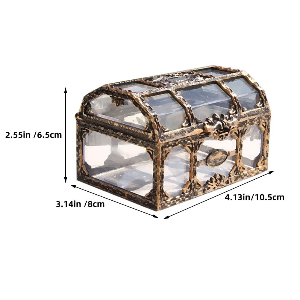 LUOZZY 2pcs Small Treasure Chest Transparent Pirate Treasure Box Plastic Crystal Jewelry Box Toy DIY Layout Props