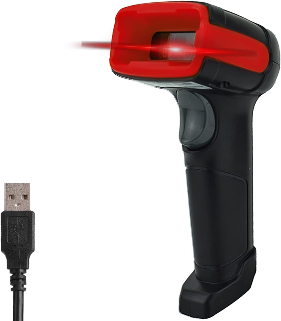 USB Wired 1D QR 2D Barcode Scanner & QR Code Reader - High-Speed Handheld Barcode Scanner for Retail, Supermarkets,Warehouses, Logistics, Aramex POS Systems - Durable Plug-and-Play Design (Red)