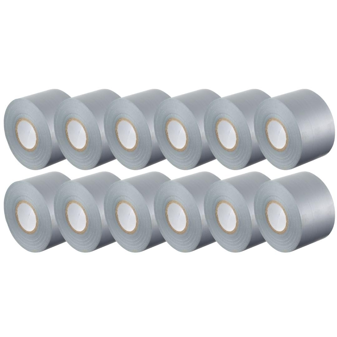 Gocableties Grey Wide Electrical Tape, 50mm x 33m, 2" Strong Self-Adhesive PVC Insulation Tape for Insulating, Repairing and Protecting Electrical Wires, 12 Rolls