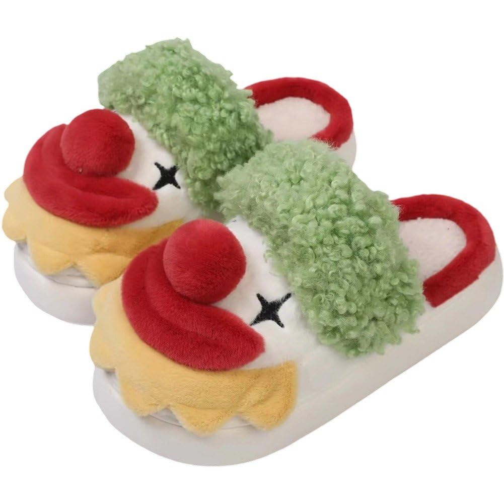 Luxylei Cute Clown Slippers Women Men Fuzzy Cartoon Animal Slippers Novelty Funny Clown Slippers Non-slip Winter Warm Plush House Shoes
