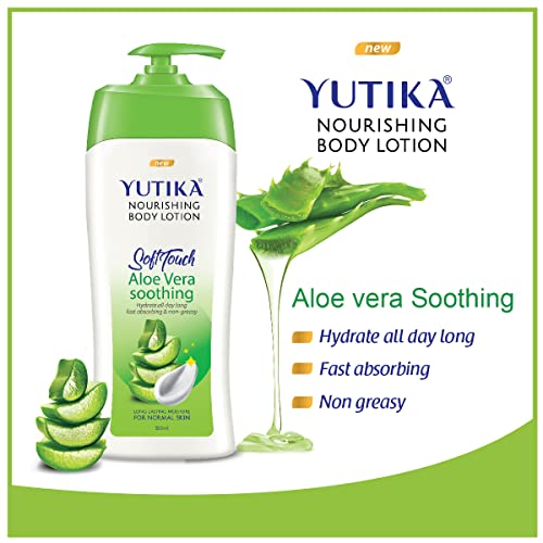 Image of Yuthika Aloe Vera Body Lotion 500ml with Moisturizer Cream 100ml, Nourishing Body Lotion and Winter Cream for Face, Hand, Body, Dry Skin, Instant Hydration, Non Greasy Formula