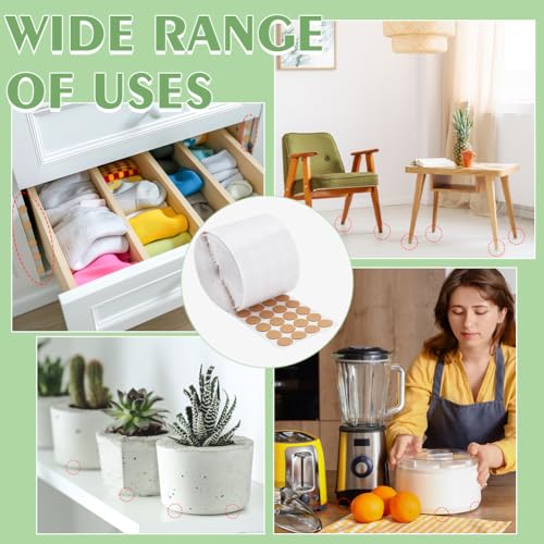Image of BENECREAT 1400pcs 1x0.06 Inch Adhesive Cork Circles, Flat Round Self-Adhesive Cork Round Dots Cork Mat for Cabinets, Table Top Items, Scratching, Furniture, Electronics