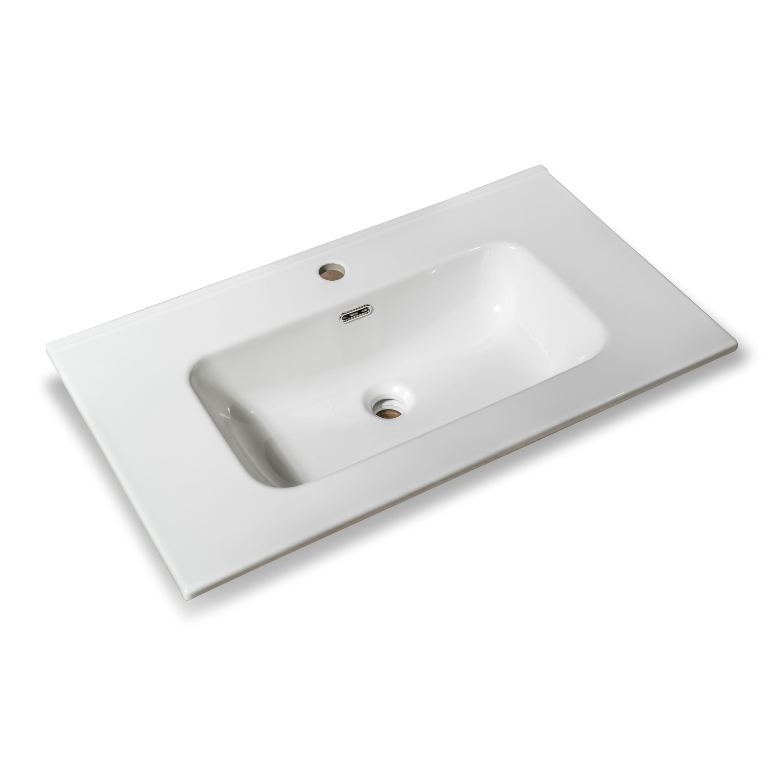 NORBE Lavabo ad Incasso (80x46 cm) in Ceramica | Lavandino Design Moderno vasca rettangolare | Finitura Bianco Lucido | Lavamani senza Piletta| Bacinella Sanitari Bagno (81 x 46,5 X 1,8 cm)