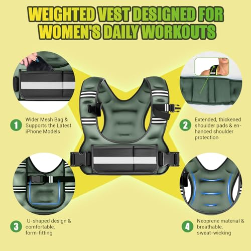 Image of Adjustable Weighted Vest for Women, 6-12lb U-Shaped Weight Vest for Walking