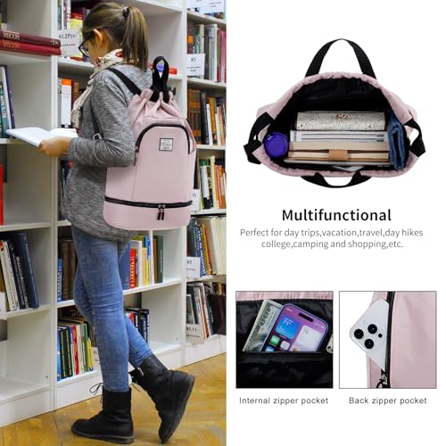 Image of Kamo Drawstring Backpack Bag - Sport Swimming Yoga Backpack with Shoe Compartment, Two Water Bottle Holder for Men Women Large String Backpack Athletic Sackpack for Travel