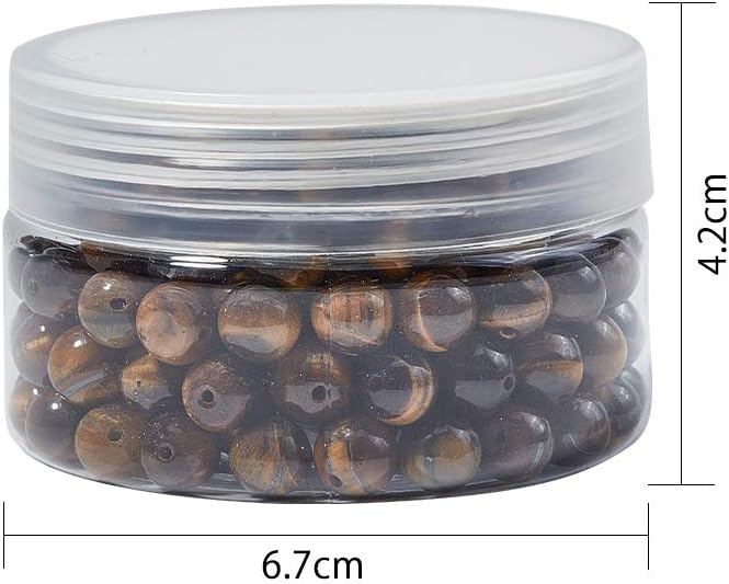 OLYCRAFT 200pcs 8mm Natural Tigea Eyes Beads Tigerite Beads Round Loose Gemstone Beads Energy Stone for Bracelet Necklace Jewelry Making