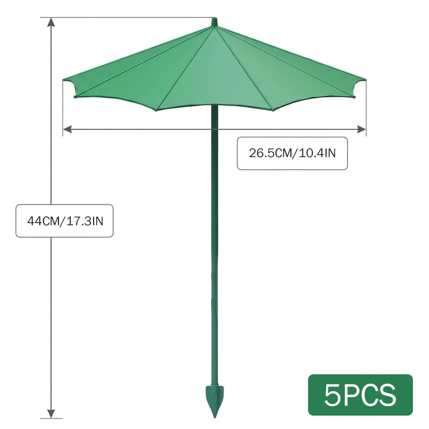 Lot de 5 parasols de jardin pour plantes, 44 cm hauteur, pour plantes d'extérieur, avec piquets en fibre verre, protection en tissu d'ombrage facile à installer