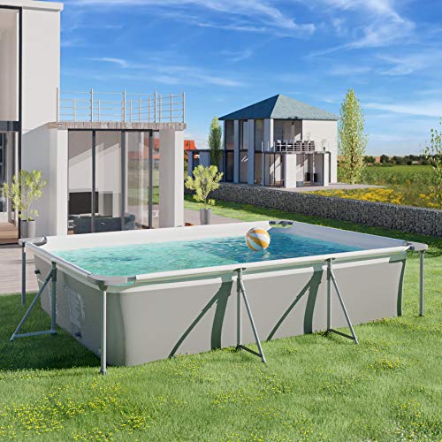 tectake 800932 Swimmingpool rechteckig, Steel Frame Pool, 375 x 282 x 70 cm, Set inkl. Pumpe, schneller Auf- und Abbau… – Bild 3