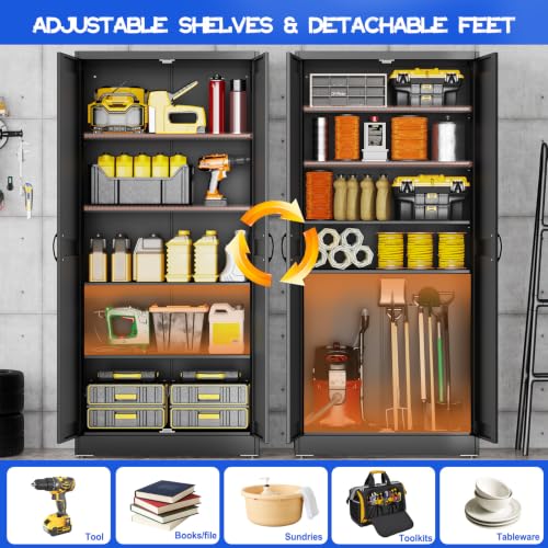 Image of GAIOUS 71 inch Tall Kitchen Pantry Cabinet,Black Cupboard,Metal Storage Cabinet