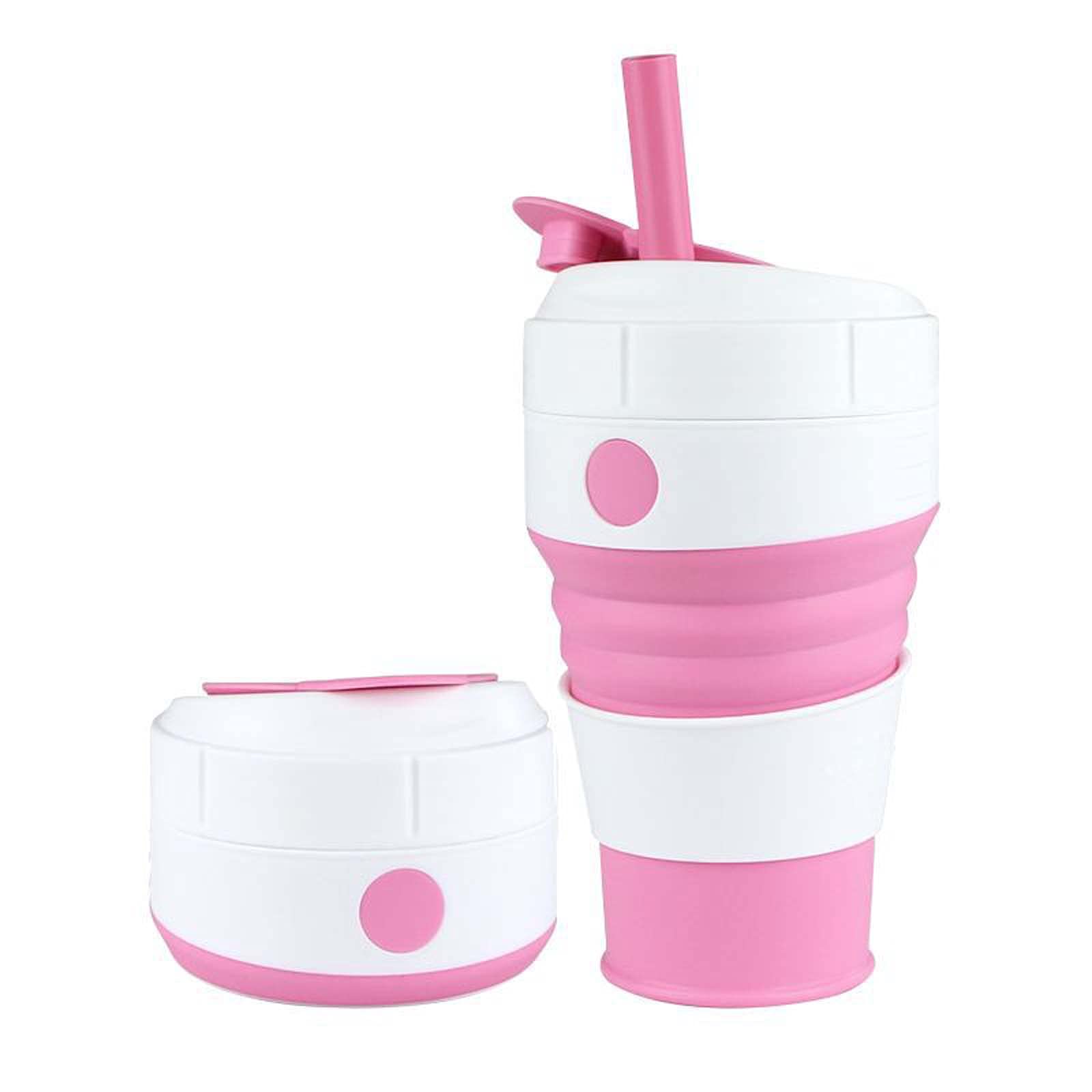 XINGYU Taza De Café Plegable, con Pajita Taza De Camping Plegable De Silicona Botella Deportiva con Tapas Taza De Beber a Prueba De Escaldaduras Extensible Botella Portátil