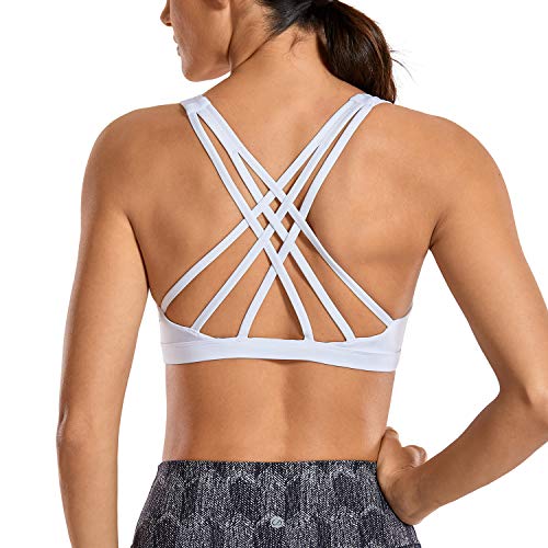 CRZ YOGA Women's Strappy Sports Bra Full Coverage Padded Supportive Cute Workout Yoga