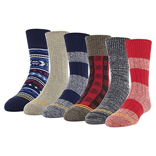Gold Toe boys Total Package Crew Socks, 6 Pairs Casual Sock, Multicolor, Shoe Size 3-9 US