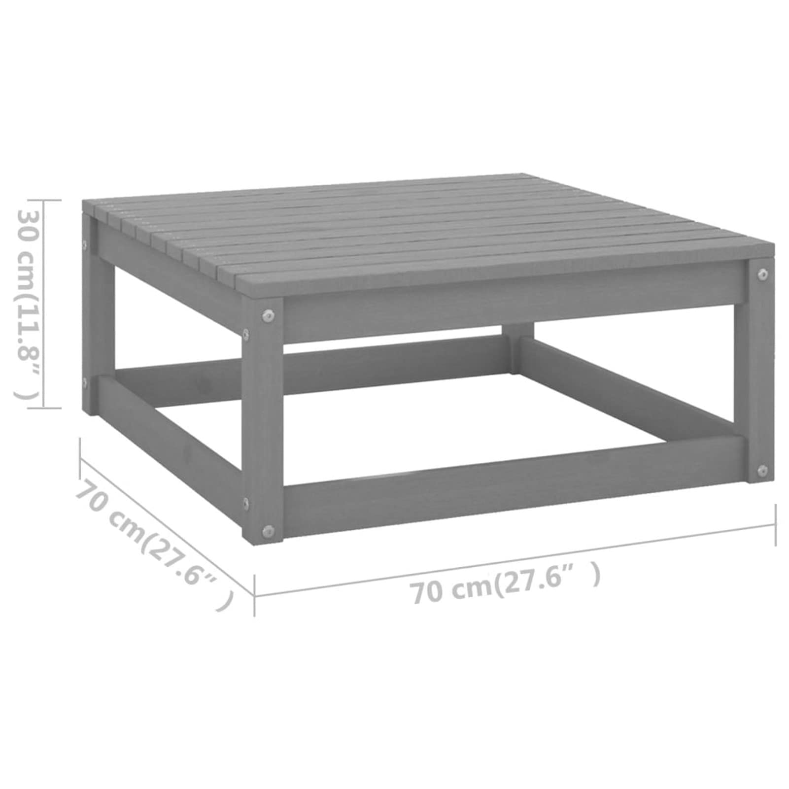Homgoday Taborety ogrodowe z poduszkami z litego drewna sosnowego Szary Ottoman Garden Taboret Ottomana i podnóżek Stołek Zewnętrzny Szary