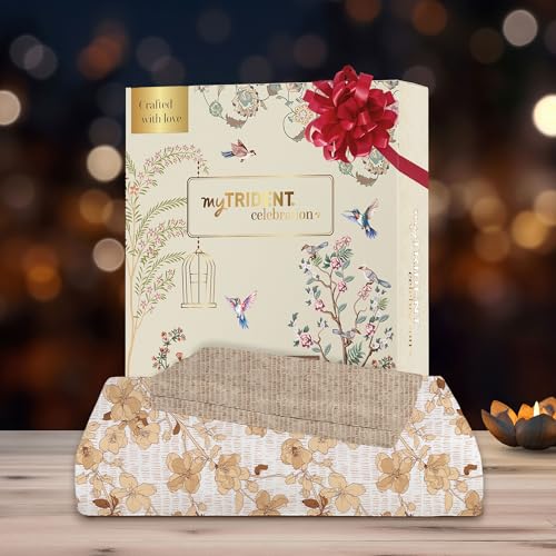 Image of Trident Celebration Queen Bedsheet Set, 100% Cotton Bedsheet for Double Bed (1 Queen Size Bedsheet with 2 Pillow Covers) Superior Softness, 144 Thread Count, Suitaible for Gifting - Shabnam Brown