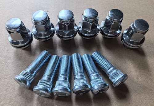 6pcs 610-789 M14*1.5 Serrated Wheel Stud 43222-1LB0A with Lug Nuts Replacement for Nissan NV1500 NV2500 NV3500 Titan XD Armada, Infiniti QX56 QX80