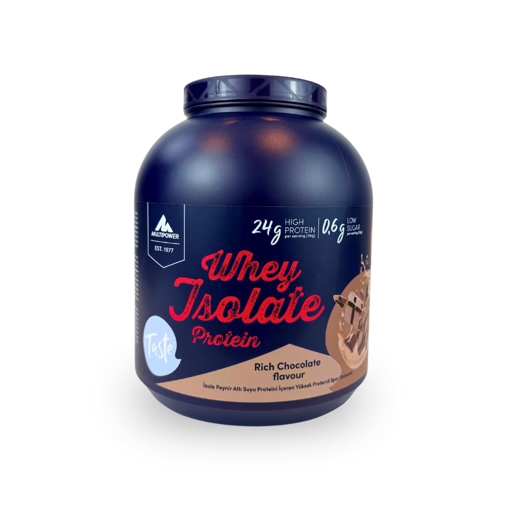 Multipower 100% Whey Isolate Schokolade – Whey Protein Isolat mit 24 g Eiweiß pro Portion, Low Sugar & Low Fat, Instantisiert, hoher BCAA-Gehalt, Proteinpulver für Muskelaufbau & Sport