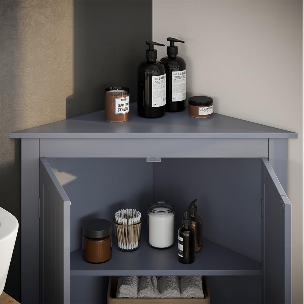 Vicco Armario Mediano Bianco, Gris, 56 x 80 cm | con 2 puertas, para el almacenamiento de artículos de baño y uso flexible