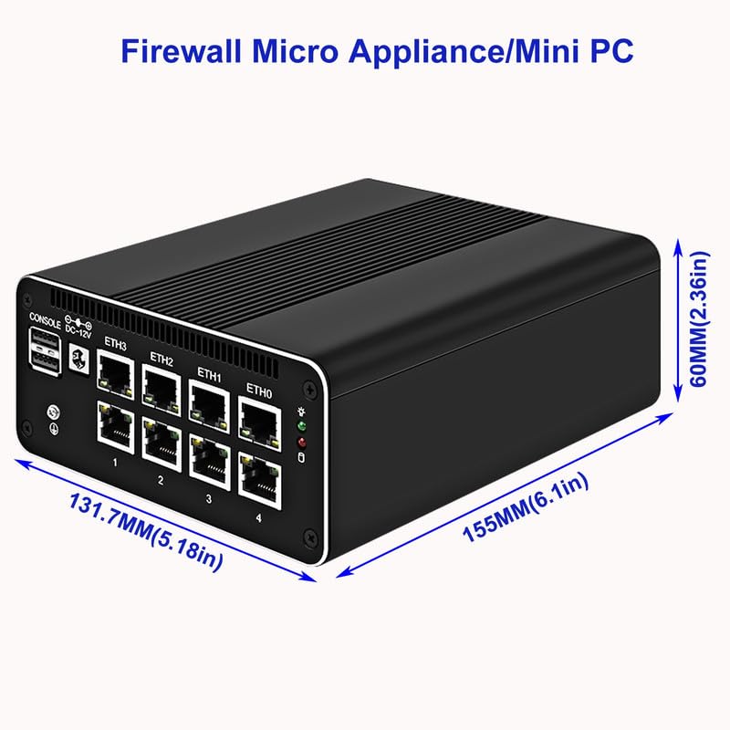 ミニPC Firewall Micro Appliance/Mini PC N100 8G 8 Ports Firewall Micro Appliance/Mini PC, 12th Gen Alder Lake