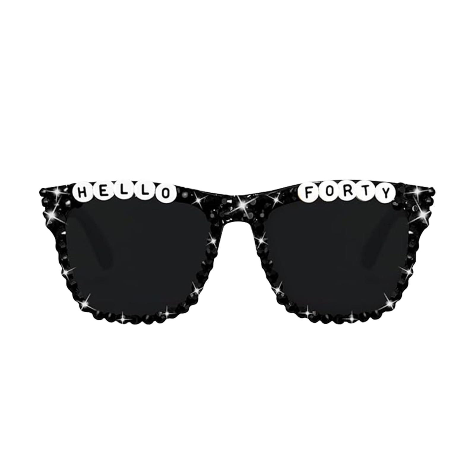 Vxcvzv 40th Birthday Glasses HELLO FORTY Sunglasses Black for Women Men Party Accessories Photo Props Fun Novelty Gifts (Square)