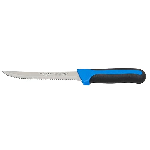 Winco Sof-Tek, cuchillo utilitario de 5-12", dentado, mango de agarre suave