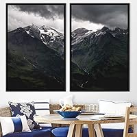 2 Piece Framed Canvas Wall Art Monochromatic Mountains Canvas Prints Home Artwork Decoration for Living Room,Bedroom - 16