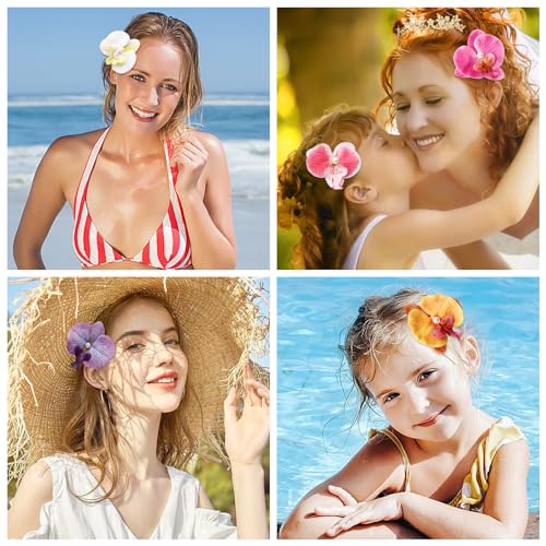 Grampo de cabelo de orquídea, 6 peças, flores havaianas, grampos de cabelo para mulheres, grampos de