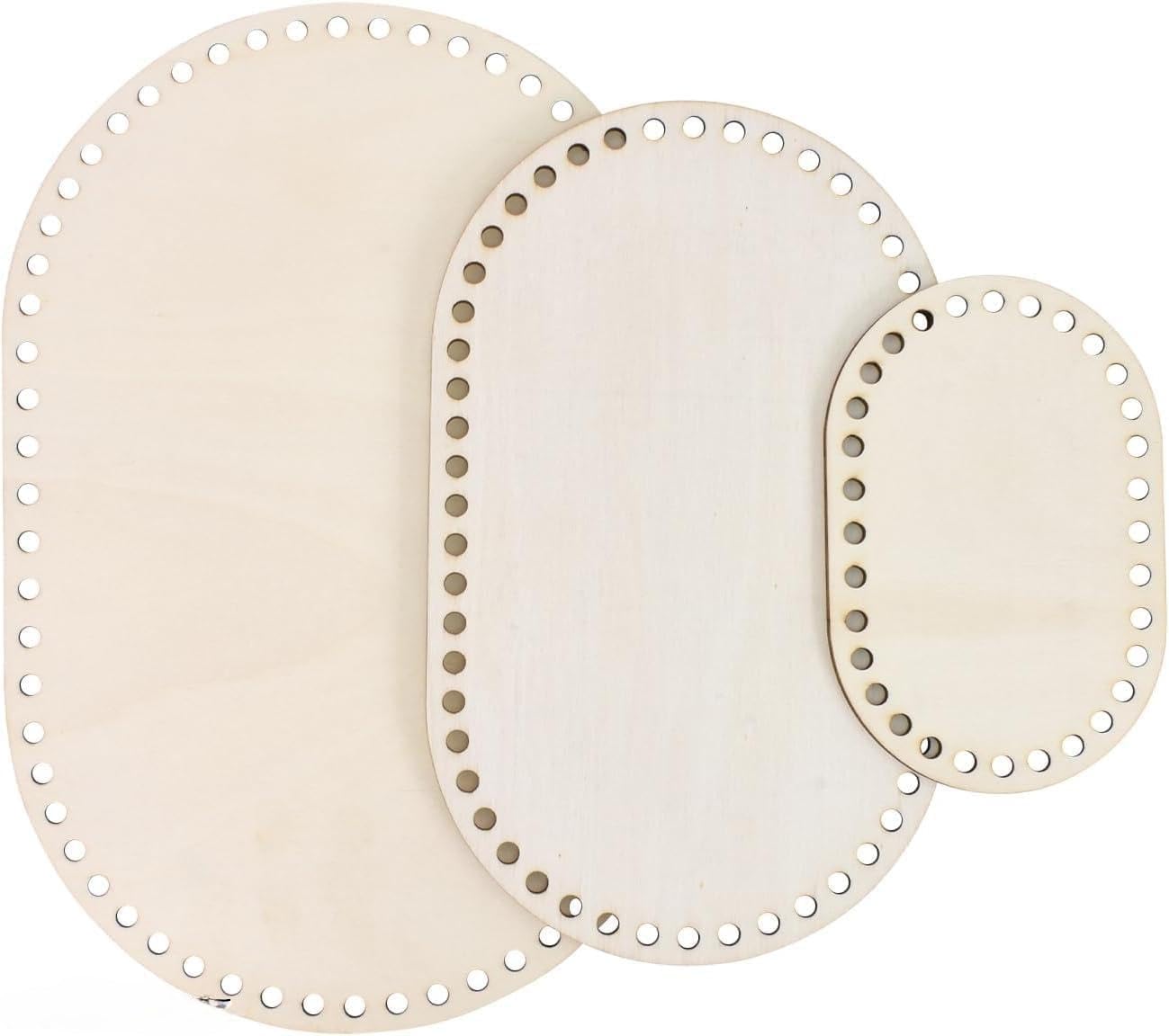 Oval Wooden Basket Base with Holes, Natural Wood, 3 Sizes, for DIY Weaving, Crochet and Handbag Craft Making-picture-12