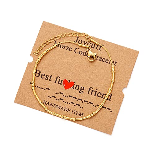 Image of JoycuFF Inspirational Morse Code Bracelets for Women Silver Beads Jewelry Encouragement Mantra Gifts for Her