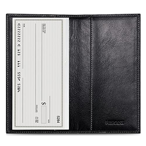 Image of HISCOW Minimalist Checkbook Cover - Full Grain Leather, Antiqued Black, One Size, Minimalist