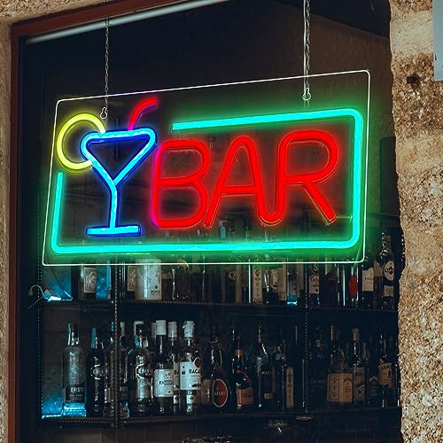 Image of Bar LED Neon Light Sign USB Operated with Switch for Home Business Storefront Window Glass Door Shop Bar Pubs Hotel Club Bistro Party (Red BAR)