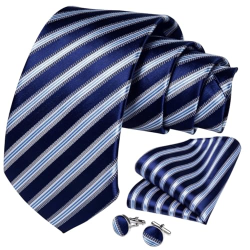 Set de corbata de seda para hombre 8cm a rayas