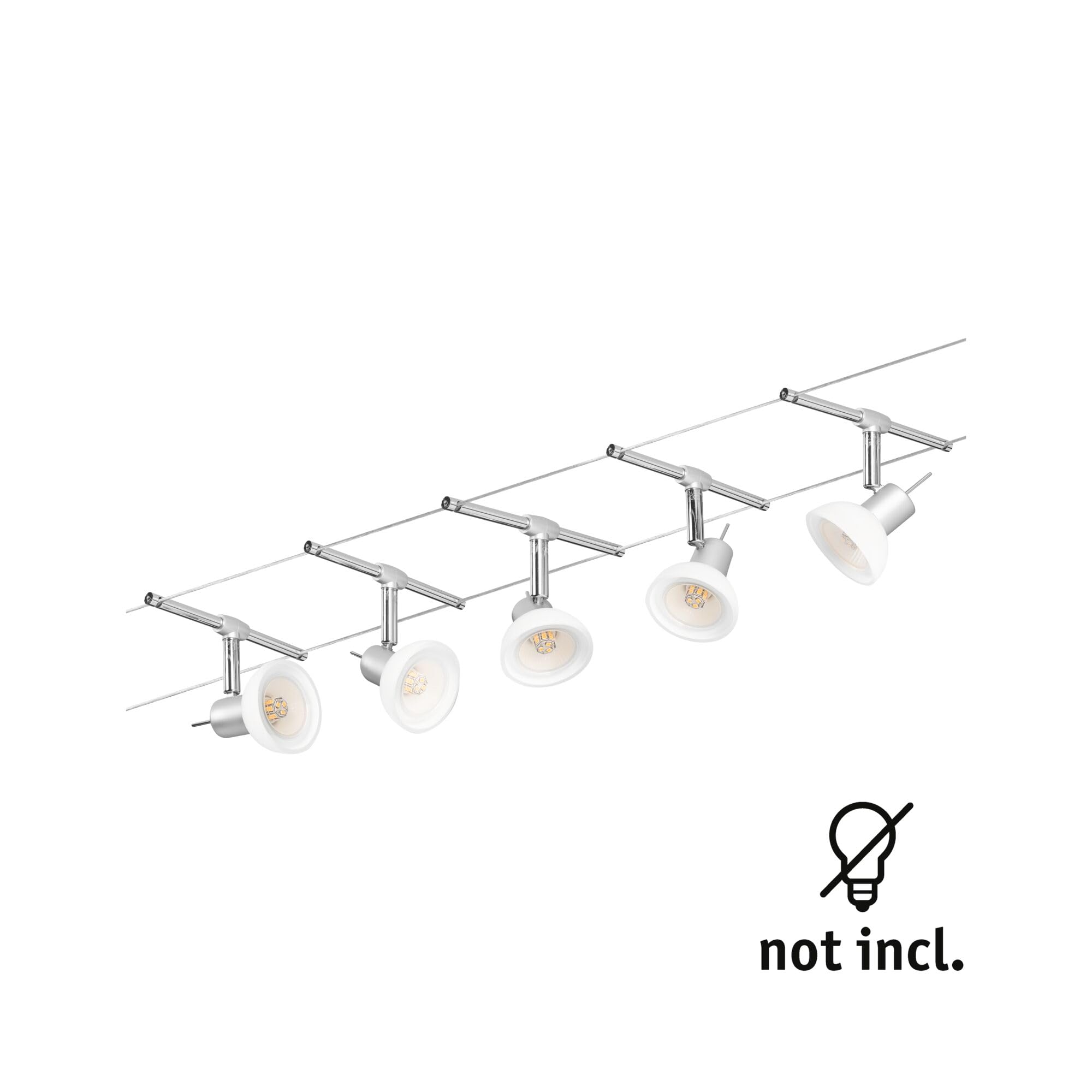 Paulmann 94136 Système de Câbles Sheela Set Extensible 5x10W max, Chrome Mat/Opal Système sans Ampoules