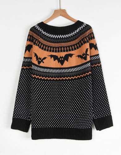 Image of Women's Long Sleeve Crewneck Casual Fall Winter Fair Isle Pullover Sweaters
