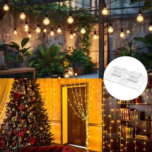 saerryor 30Pcs Outdoor Lights Hooks with Sticky Pad, Self Adhesive Cable Clips Sticky Wire Clips Cable Management Holder for Outdoors Fairy Light Desk Wall Home Office - Image 9
