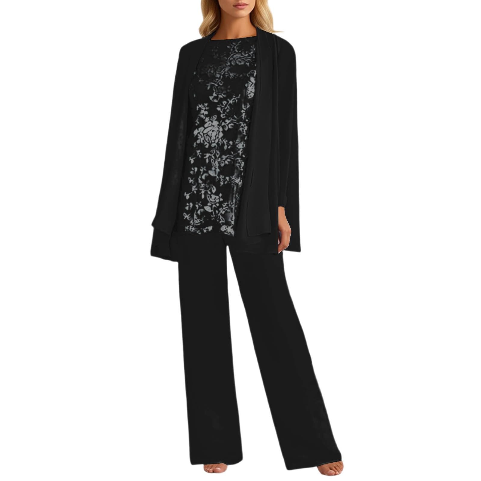 Elegante vestido de fiesta de dama de honor pantalones de manga larga gasa con estampado floral elegante y cómodo traje de invitados en tallas grandes versátil para bodas oficina