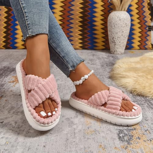 Lounging Cross Slipper for Women High Elastic Comfy Indoors Slide Memory Foam Anti-slip Sandal 2025 Pillow Shoe 5
