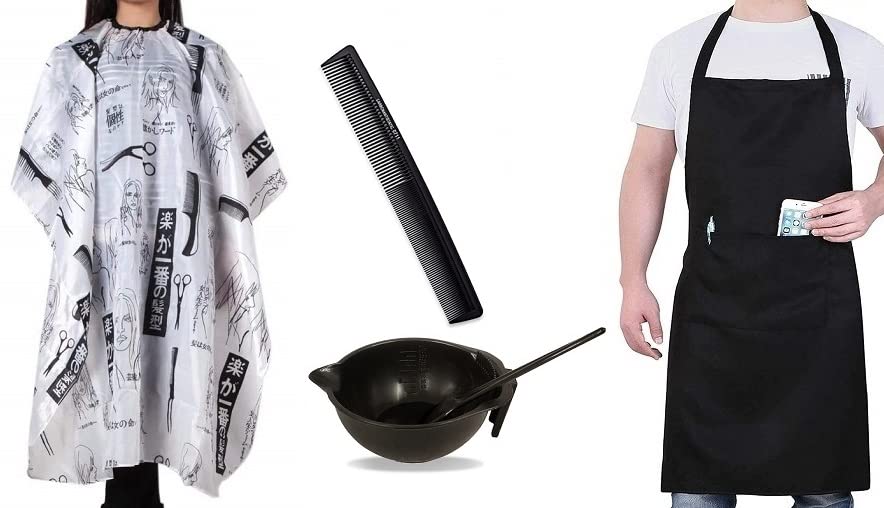 Bigwheels Combo Of Hair Dye Bowl Brush,Comb, Pocket Apron And White Hair Cutting Sheet-image-33